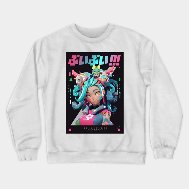 Proud & Real  - Be Proud Selection | Colorful 3D Anime Girl Kawaii Aesthetic Design | PROUD OTAKU Crewneck Sweatshirt by PROUD OTAKU